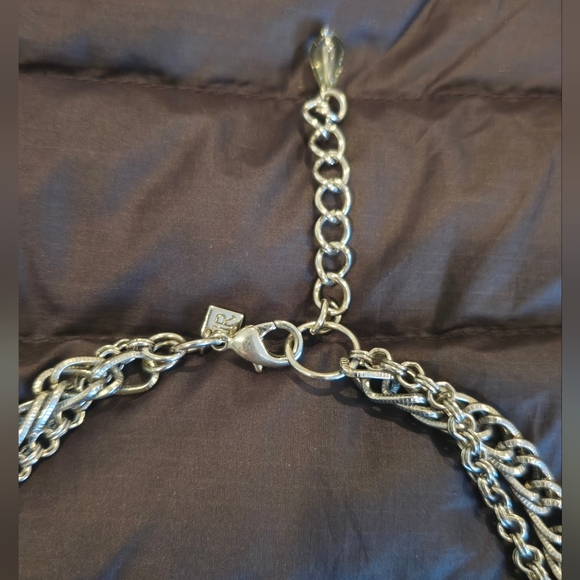 Vintage Victorian gem necklace bib crystal silver chain statement piece - Picture 7 of 10